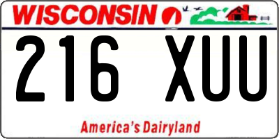WI license plate 216XUU