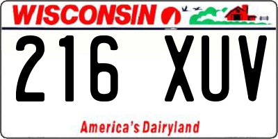WI license plate 216XUV