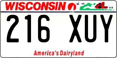 WI license plate 216XUY