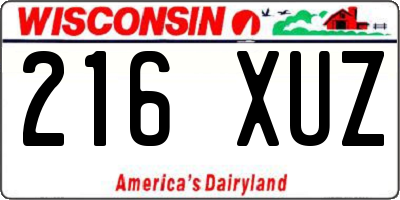 WI license plate 216XUZ