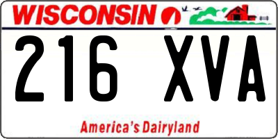 WI license plate 216XVA