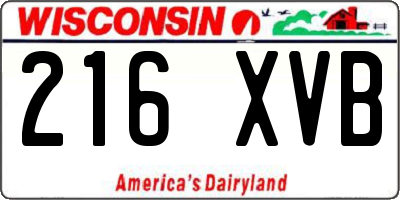 WI license plate 216XVB