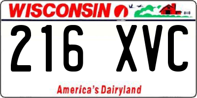 WI license plate 216XVC