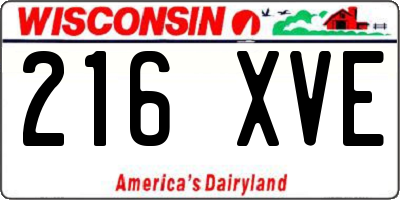 WI license plate 216XVE