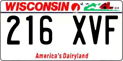 WI license plate 216XVF