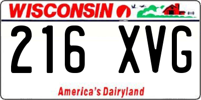 WI license plate 216XVG