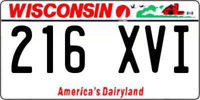 WI license plate 216XVI