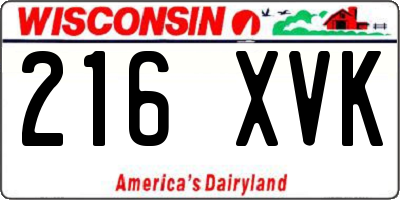 WI license plate 216XVK