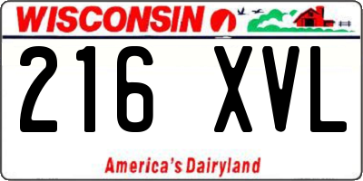 WI license plate 216XVL