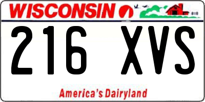 WI license plate 216XVS