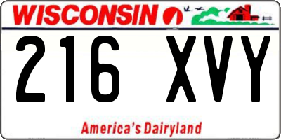 WI license plate 216XVY