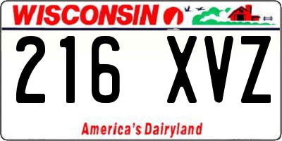 WI license plate 216XVZ