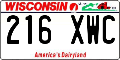 WI license plate 216XWC