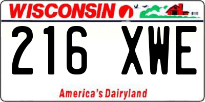 WI license plate 216XWE