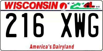 WI license plate 216XWG