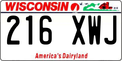 WI license plate 216XWJ
