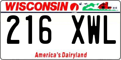 WI license plate 216XWL