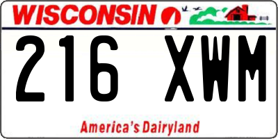 WI license plate 216XWM