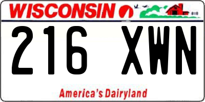WI license plate 216XWN