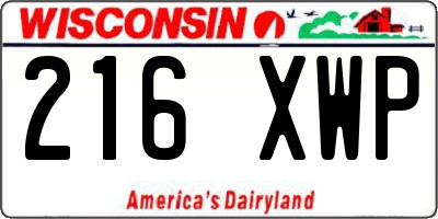 WI license plate 216XWP