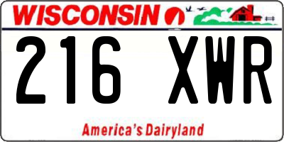 WI license plate 216XWR
