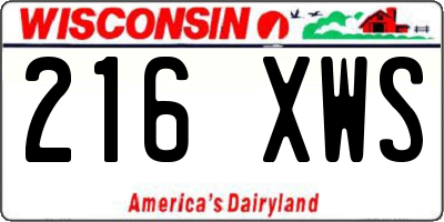 WI license plate 216XWS
