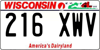 WI license plate 216XWV