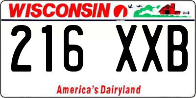 WI license plate 216XXB