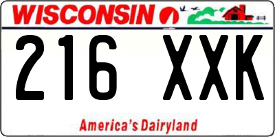 WI license plate 216XXK