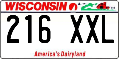 WI license plate 216XXL
