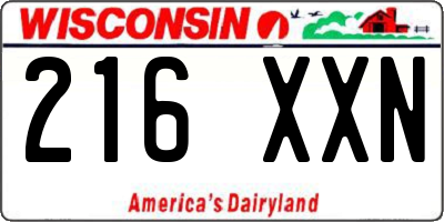 WI license plate 216XXN