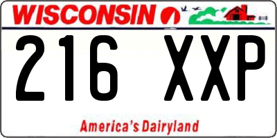 WI license plate 216XXP