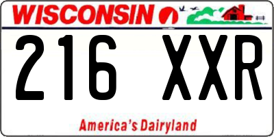 WI license plate 216XXR