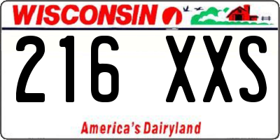 WI license plate 216XXS