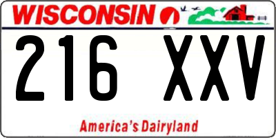 WI license plate 216XXV