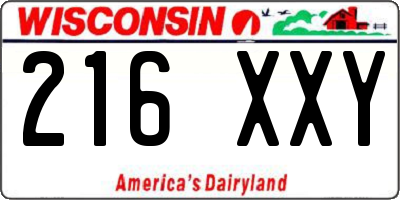 WI license plate 216XXY