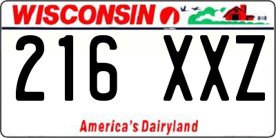 WI license plate 216XXZ
