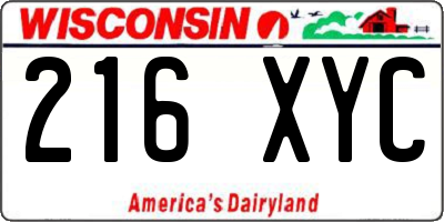 WI license plate 216XYC