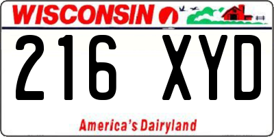 WI license plate 216XYD