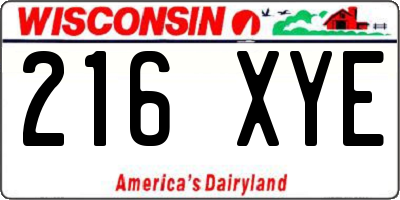 WI license plate 216XYE