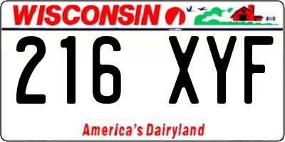WI license plate 216XYF