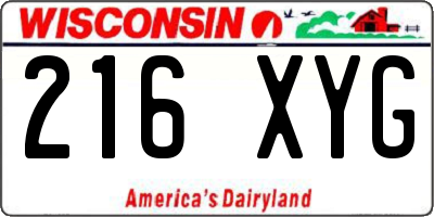 WI license plate 216XYG