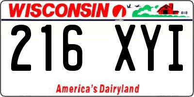 WI license plate 216XYI