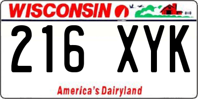 WI license plate 216XYK