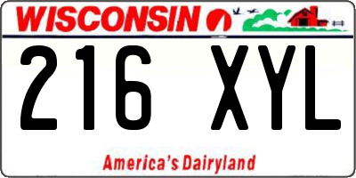 WI license plate 216XYL