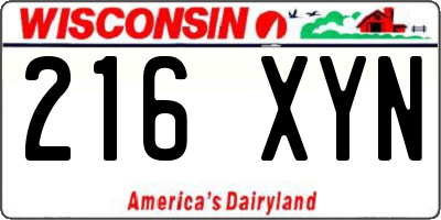 WI license plate 216XYN