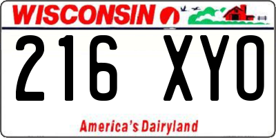 WI license plate 216XYO