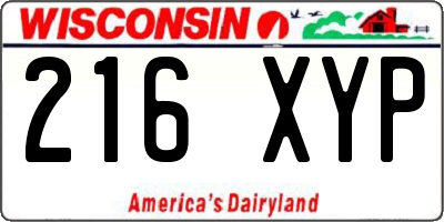 WI license plate 216XYP