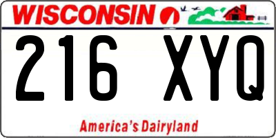 WI license plate 216XYQ