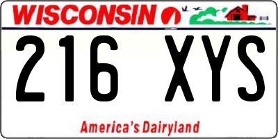 WI license plate 216XYS